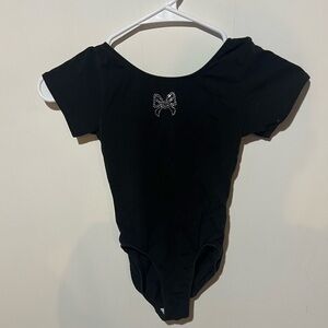 Black Dance Leotard with Sparkling Bow Accent